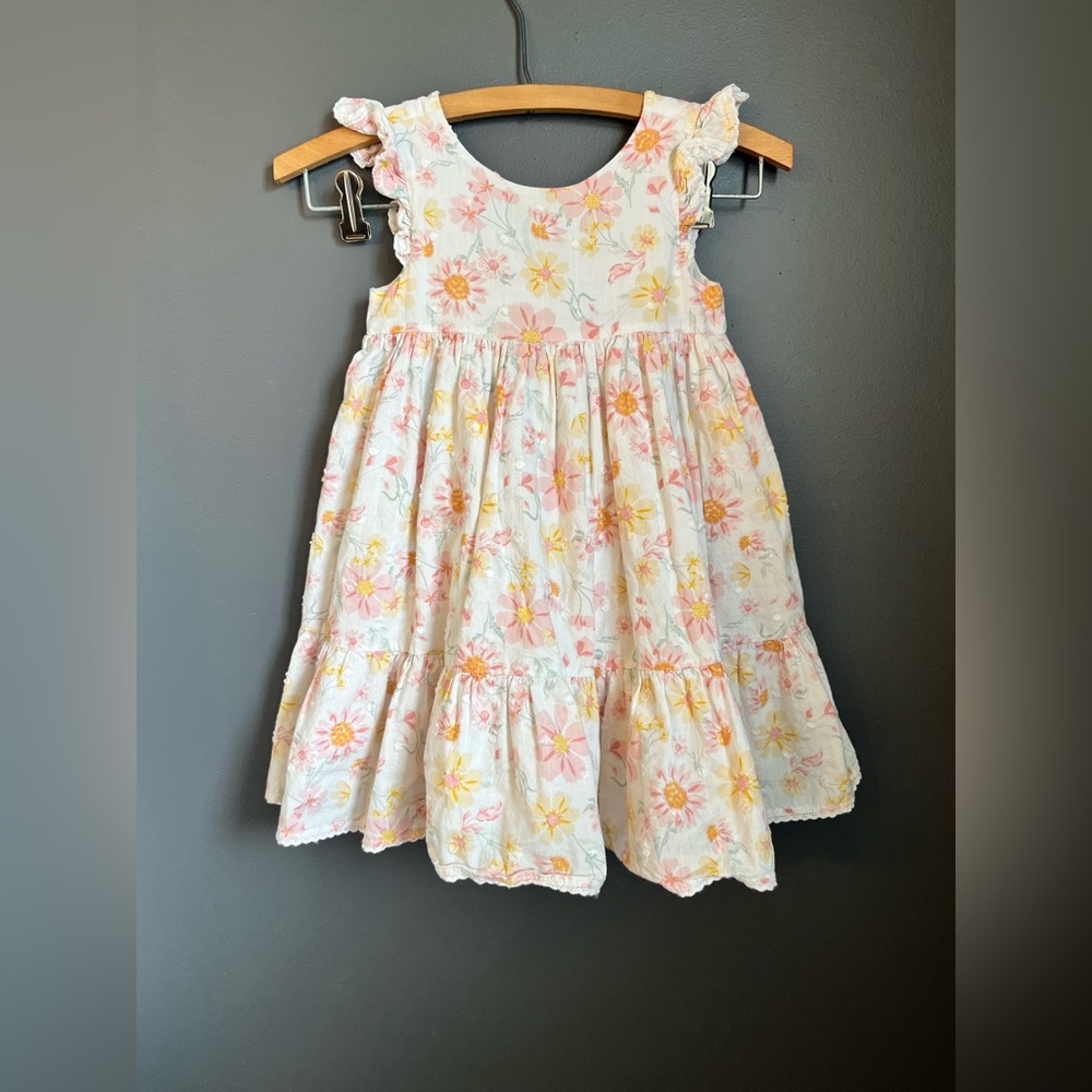 Floral Kids Dress in Pink and Yellow shabby chic